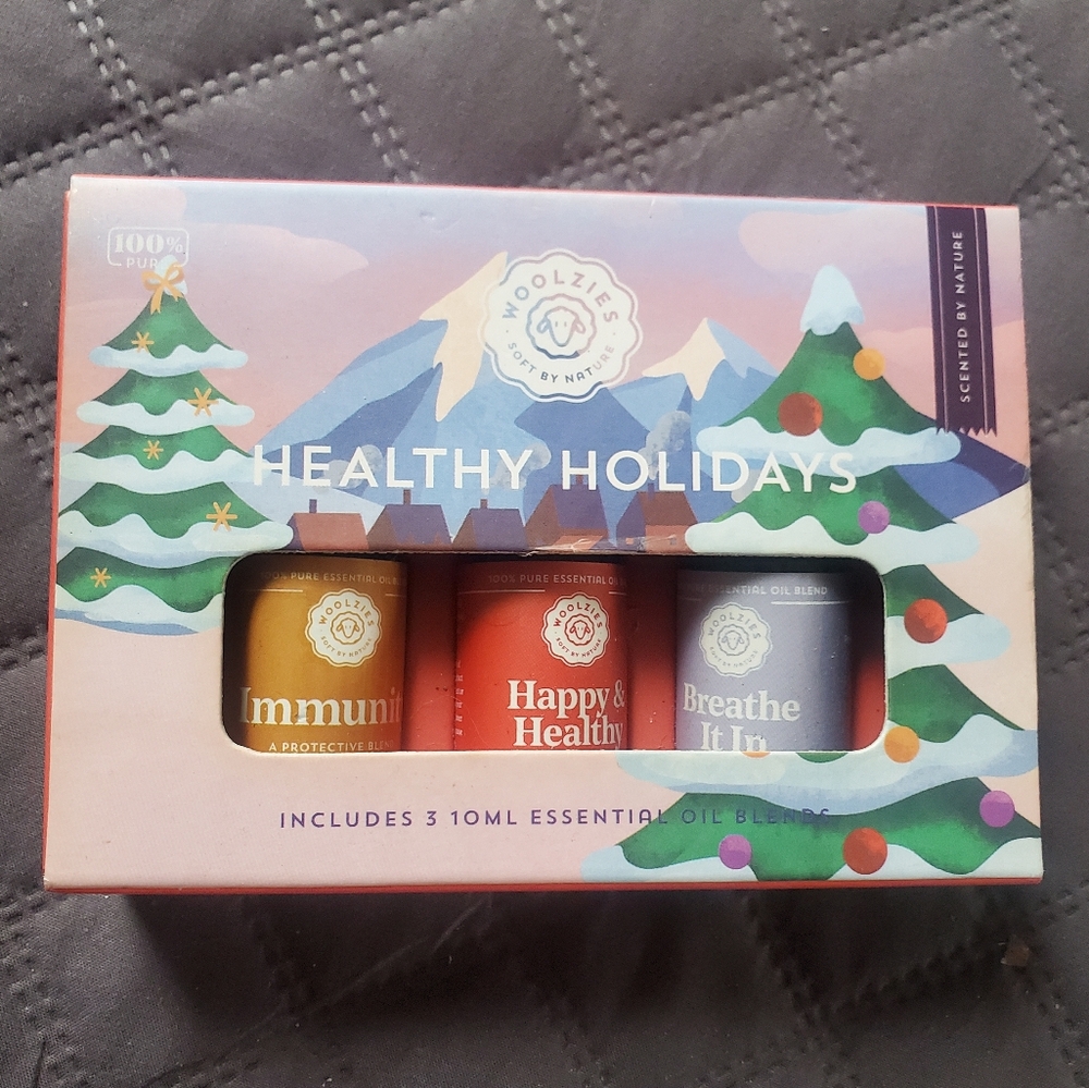 Woolzies Healthy Holidays 3-Pack Essential Oil Blends - Yellow, Red, Blue